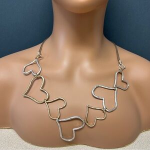 Carol Dauplaise - Brushed Two-Tone Linked Heart Necklace